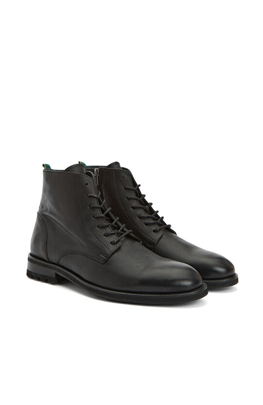 Siyah Baskılı Erkek Deri Bot