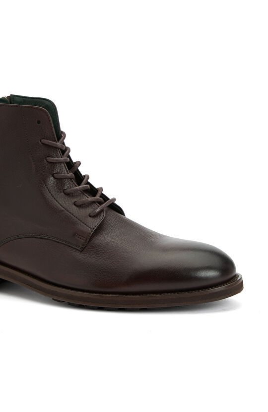 Kahverengi Baskılı Erkek Deri Postal Bot