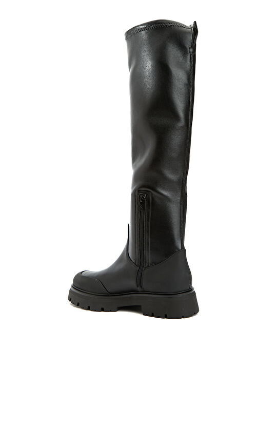 Siyah Kadın Deri Streç Çizme