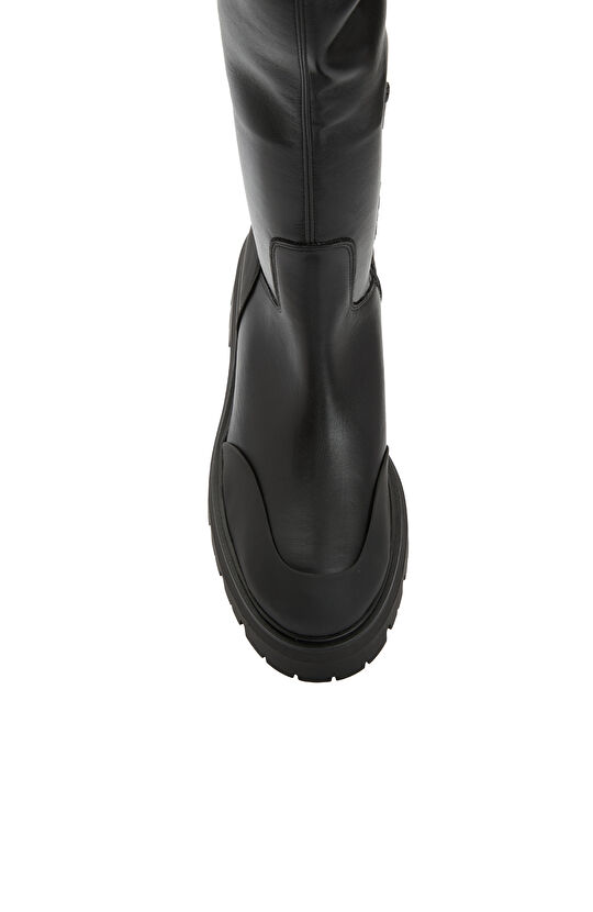 Siyah Kadın Deri Streç Çizme