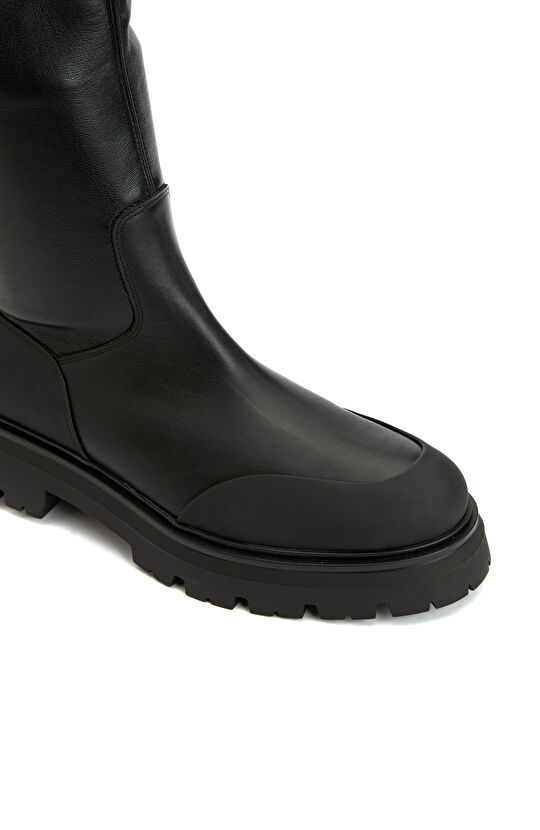 Siyah Kadın Deri Streç Çizme