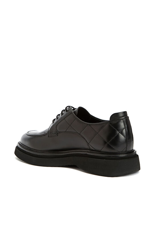 Siyah Dikiş Detaylı Erkek Deri Ayakkabı