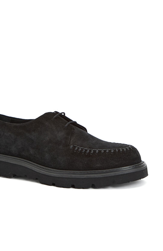 Siyah Saraç Detaylı Erkek Süet Ayakkabı