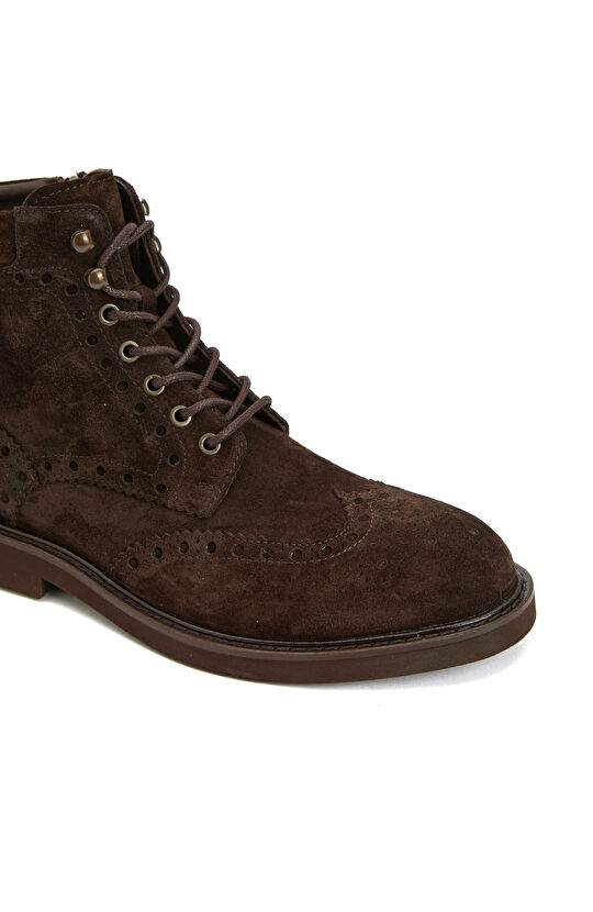 Kahverengi Fermuarlı Erkek Süet Postal Bot