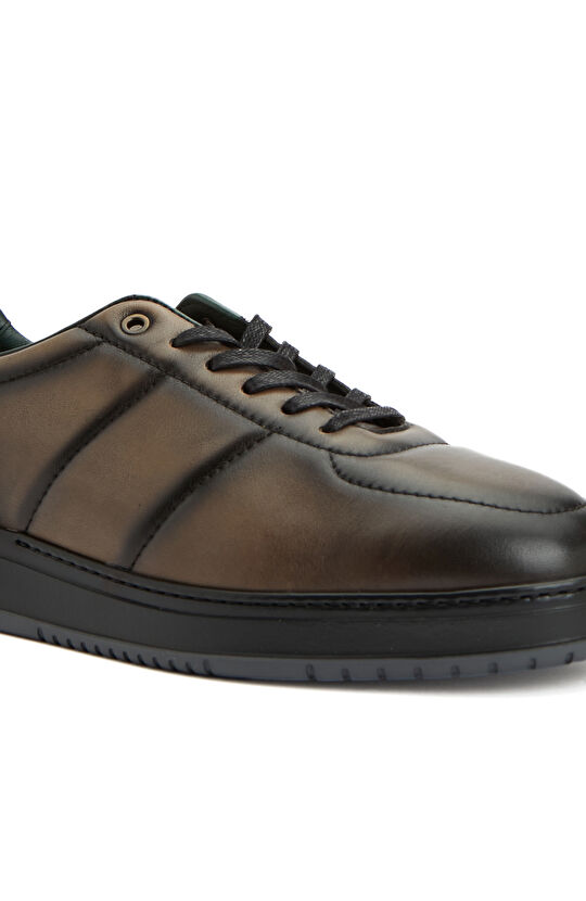 Kahverengi Erkek Günlük Rahat Deri Sneaker