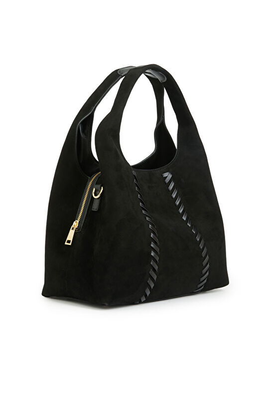 Siyah Kadın Büyük Süet Çanta