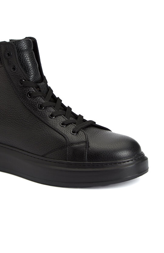 Siyah Erkek Deri Sneaker Bot