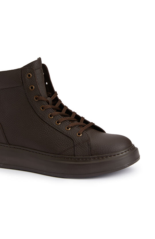 Kahverengi Erkek Deri Sneaker Bot