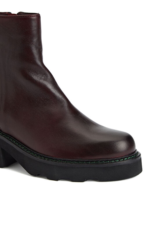 Bordo Kadın Deri Bot