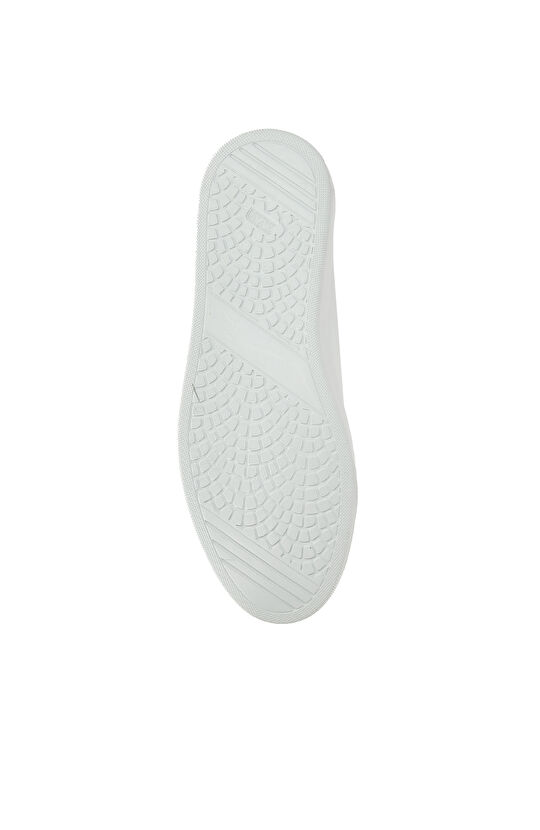 Beyaz Erkek Bağcıklı Deri Sneaker