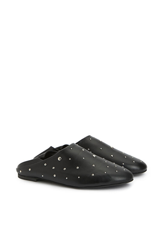 Siyah Kadın Deri Babet