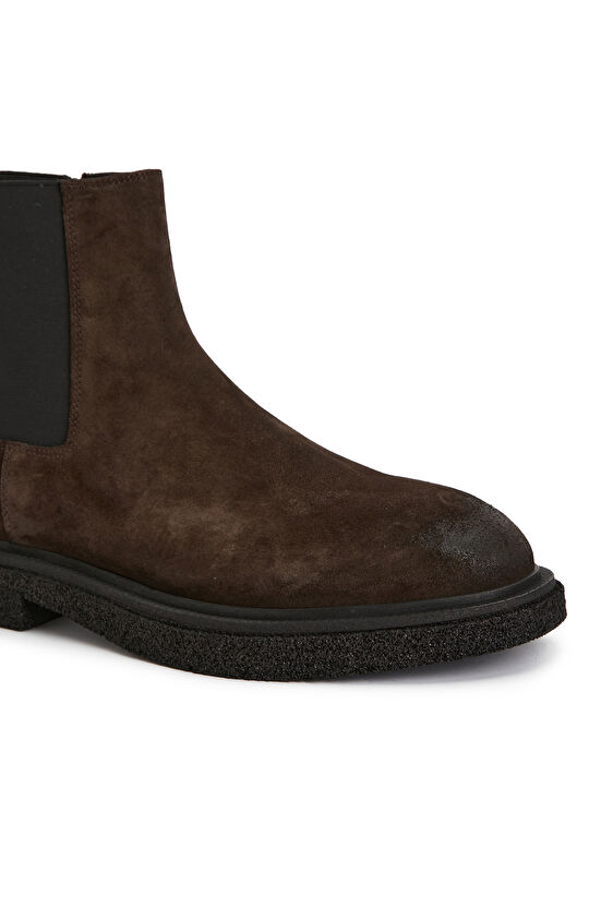 Kahverengi Erkek Süet Deri Chelsea Bot