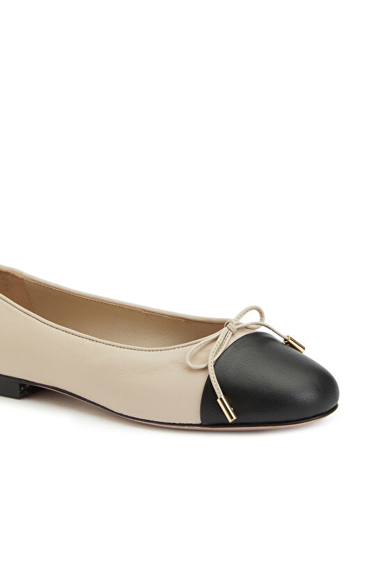 Siyah Bej Deri Babet