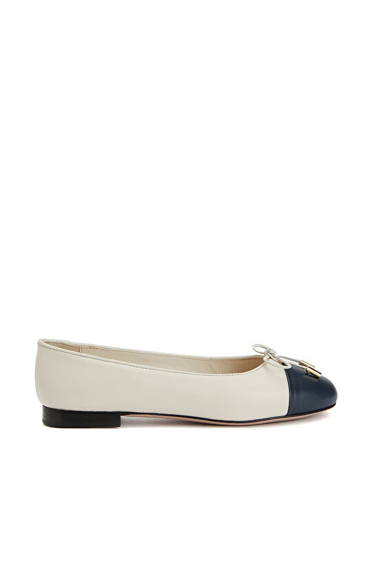 Lacivert Bej Kadın Deri Babet