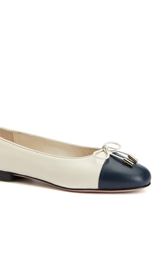 Lacivert Bej Kadın Deri Babet