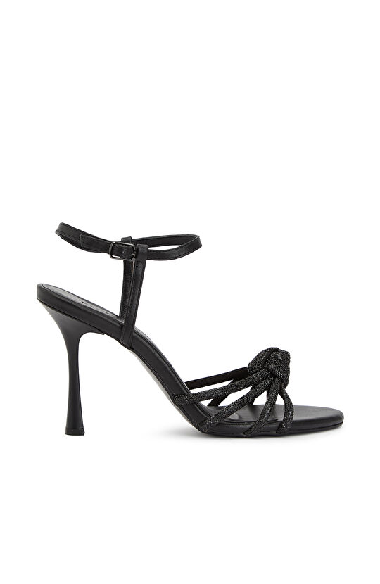 Siyah Bantlı Kadın Abiye Sandalet