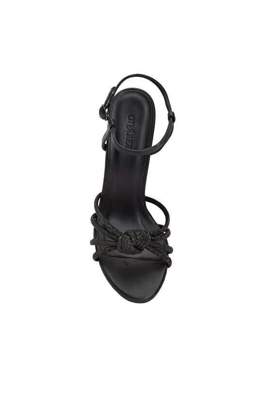 Siyah Bantlı Kadın Abiye Sandalet