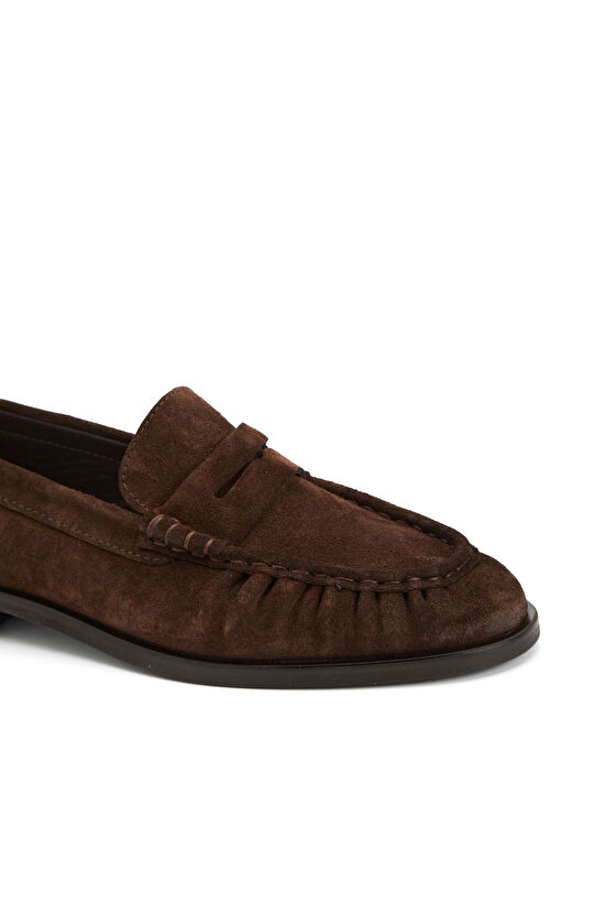 Acı Kahve Kadın Bantlı Süet Loafer