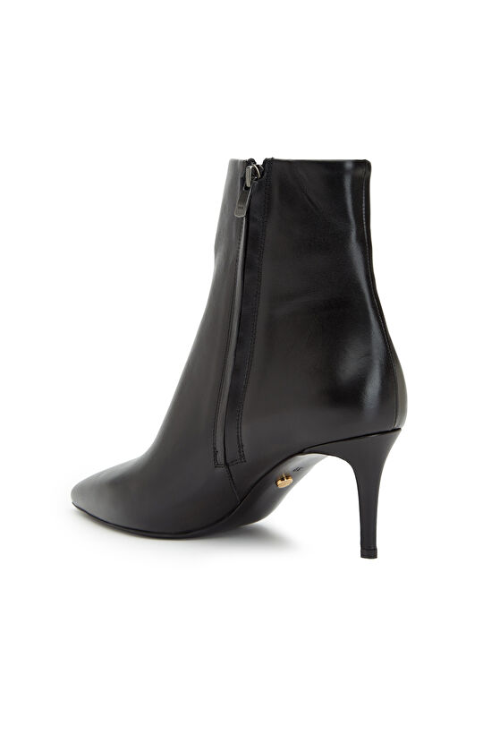 Siyah Kadın Topuklu Deri Bot