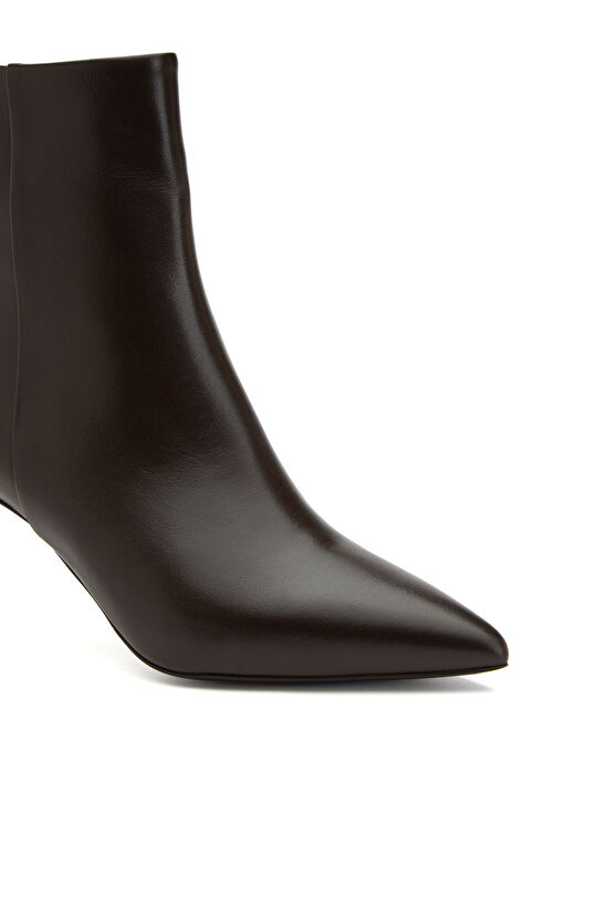 Kahverengi Kadın Topuklu Deri Bot