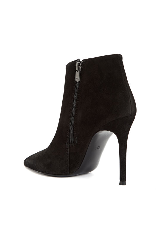 Siyah Kadın Süet Deri Topuklu Bot