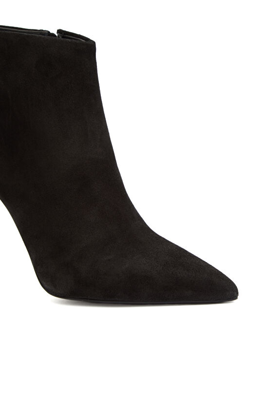 Siyah Kadın Süet Deri Topuklu Bot