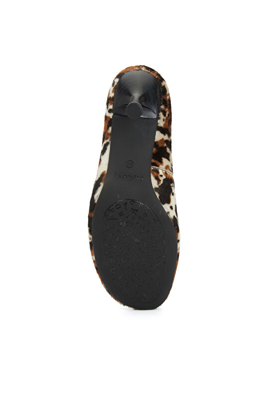 Siyah Bej Topuklu Ayakkabı