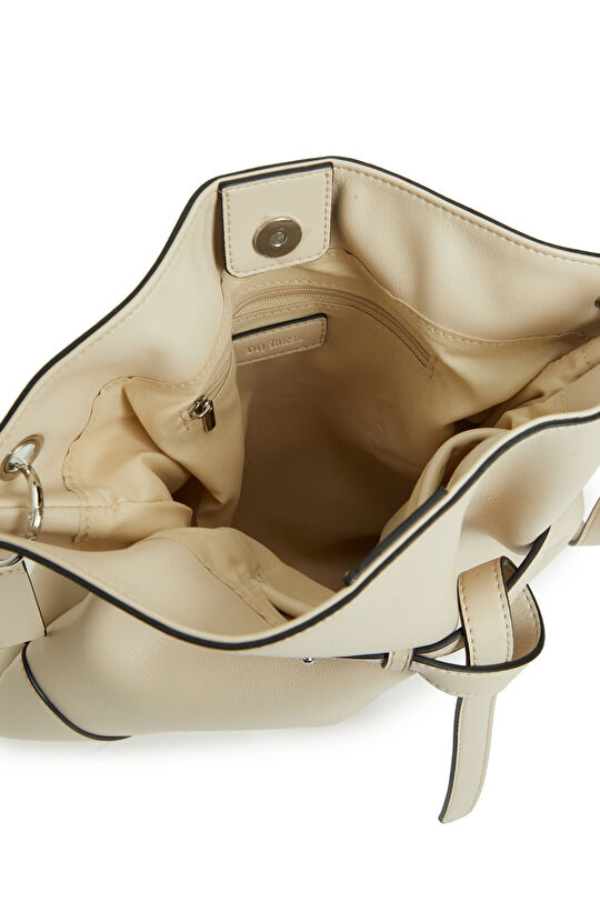 Bej Suni Deri Kadın Bucket Çanta