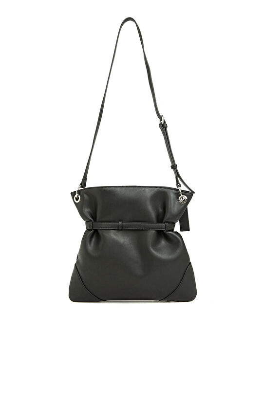 Black Faux Leather Women's Bucket Bag