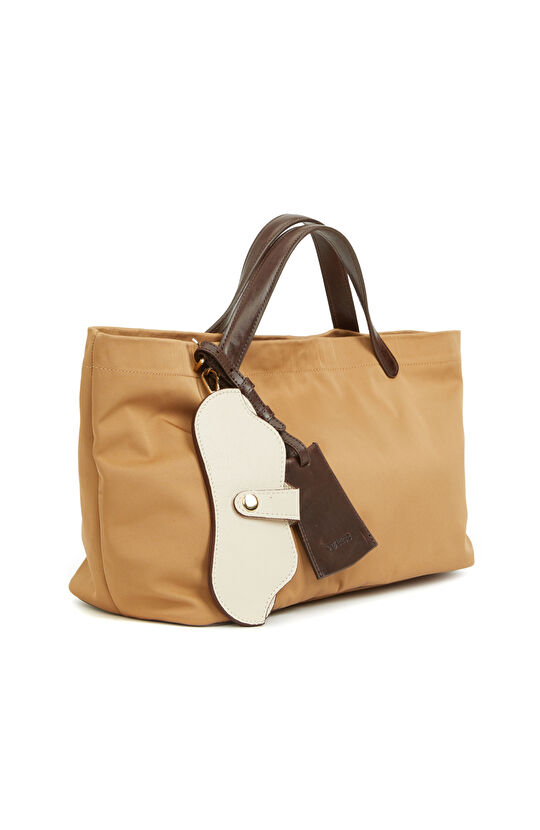 Naturel Deri Gözlük Kılıflı Kadın Kanvas Çanta