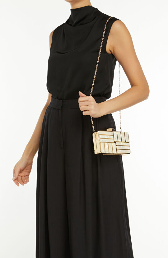Gold Sedefli Kadın Clutch