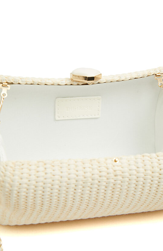 Bej Kadın Hasır Clutch