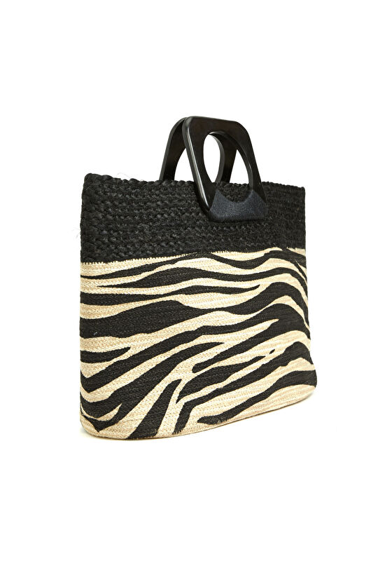 Natural Patterned Women's Straw Bag