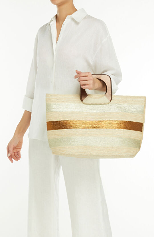 Natural Patterned Women's Straw Bag