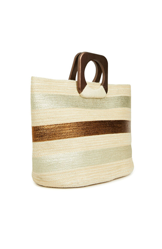 Natural Patterned Women's Straw Bag