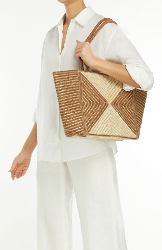 Natural Patterned Women's Straw Bag
