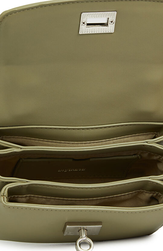 Haki Çapraz Askılı Mini Kadın Deri Çanta