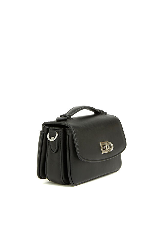 Siyah Çapraz Askılı Mini Kadın Deri Çanta