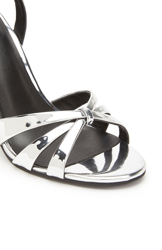 Silver Platform Shiny Women's Leather Sandals