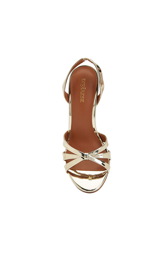 Gold Shiny Women's Leather Platform Sandals