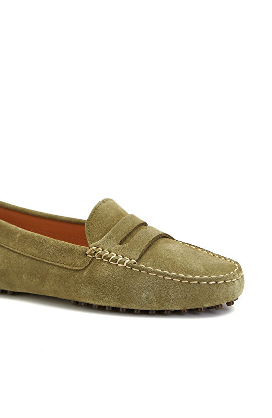 Açık Yeşil Günlük Rahat Kadın Süet Loafer