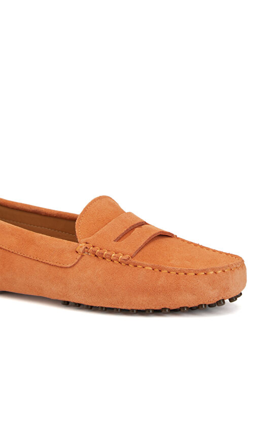 Turuncu Kadın Günlük Rahat Süet Loafer