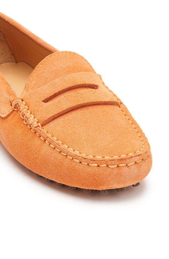 Turuncu Kadın Günlük Rahat Süet Loafer