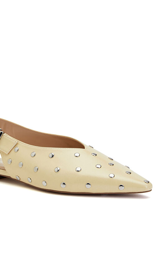 Sarı Taş Detaylı Deri Babet