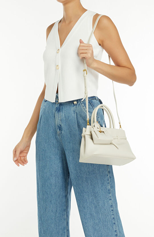 Bej Kadın Deri Bucket Çanta