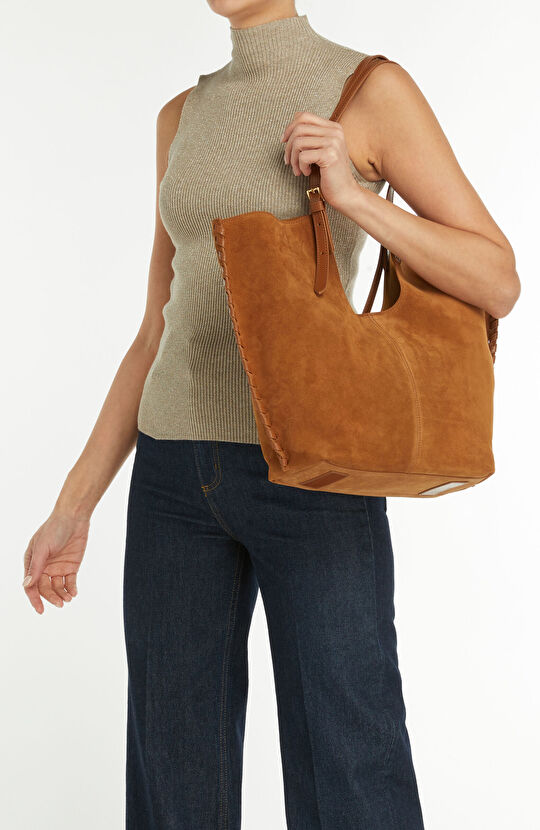 Taba Saraç Detaylı Kadın Süet Çanta