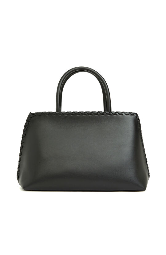 Siyah Saraç Detaylı Kadın Deri Çanta