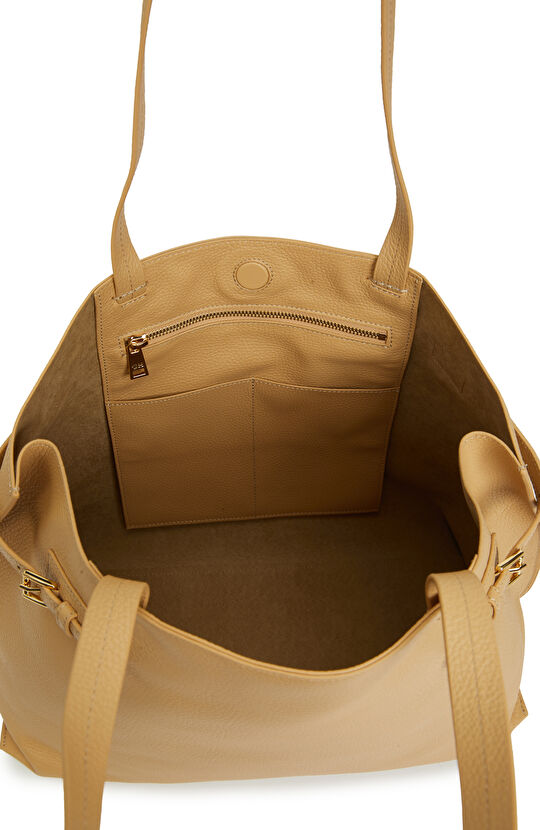 Sarı Kadın Deri Alışveriş Çantası