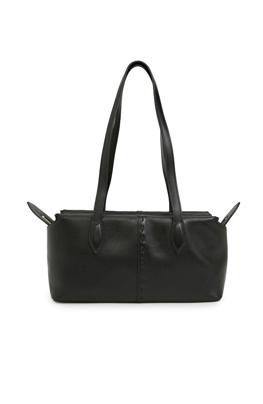 Siyah Saraç Detaylı Kadın Deri Çanta