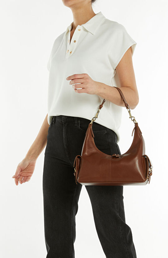 Taba Cep Detaylı Kadın Deri Çanta